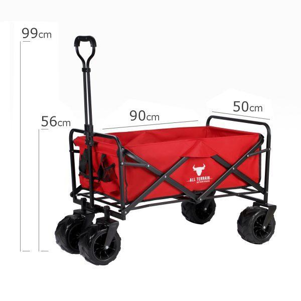 Bull All Terrain Folding Outdoor Trolley / Wagon - Red Size