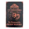Smokey Bear Be Responsible Prevent Wildfires Metal Sign