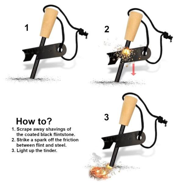 CEuk Bushcraft Flint & Steel Fire Starter Set how to use