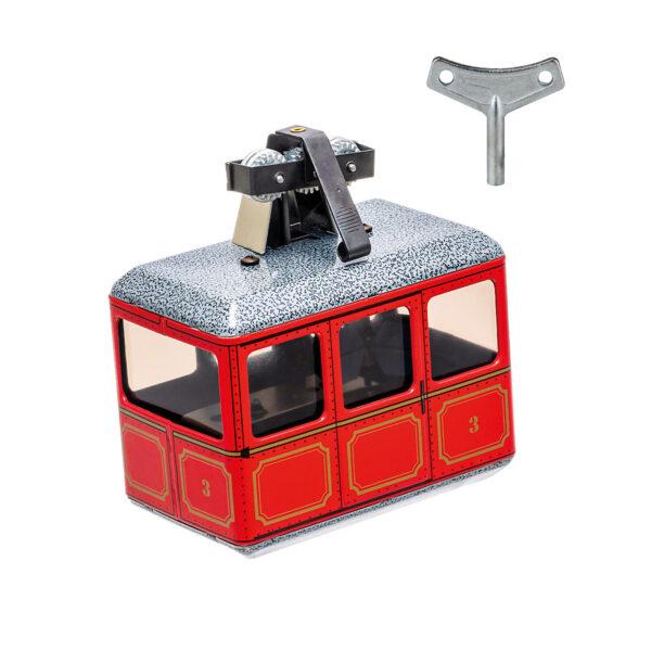 Kovap Wind-Up Metal Cable Car Red close up