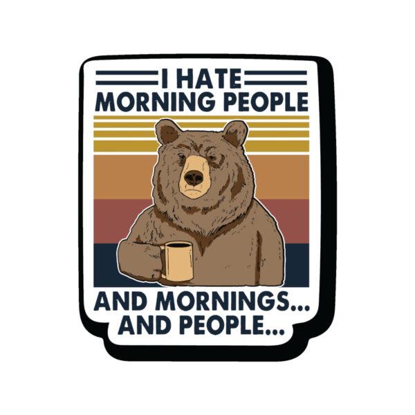 CEuk I Hate Morning People Bear Vinyl Decal Sticker
