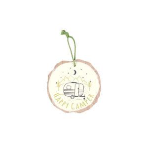 Happy Camper Wood-Slice Effect Hanging Sign