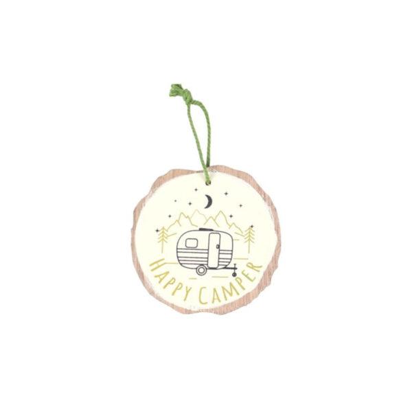 Happy Camper Wood-Slice Effect Hanging Sign
