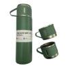CEuk Vacuum Insulated Stainless Steel Flask Set Bottle 500ml and Cups Outdoor Green